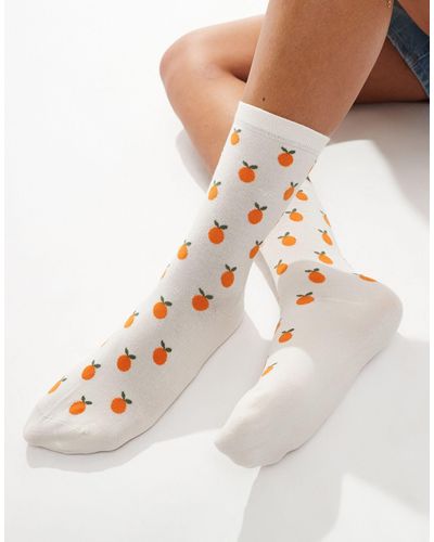 & Other Stories Chaussettes à motif orange - écru - Blanc