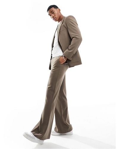 ASOS Flare Suit Trousers - Brown