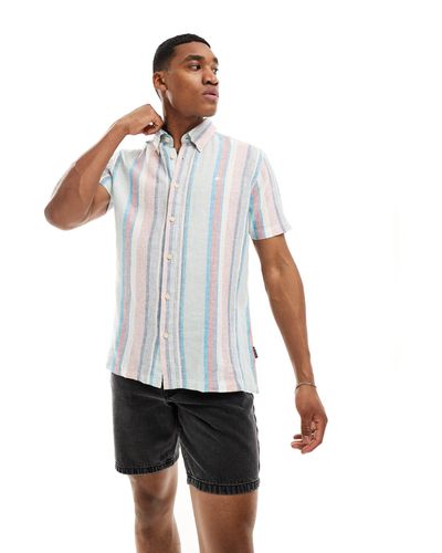Ben Sherman Short Sleeve Multicolour Stripe Shirt - White