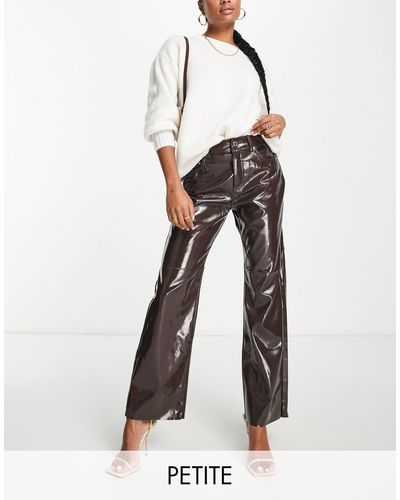Vero Moda Pantalon droit à taille haute en vinyle - Blanc