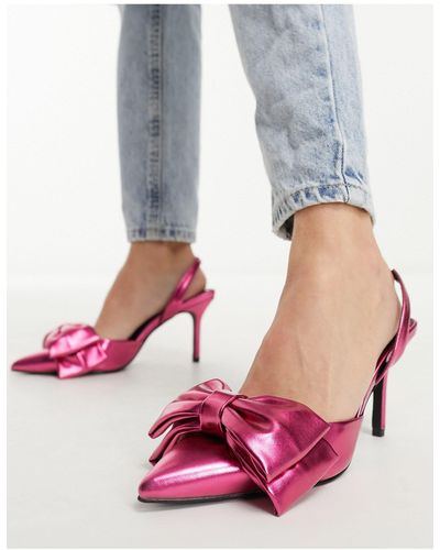 Raid Exclusivité - - martini - chaussures à talon et bout pointu avec nœud - rose métallisé