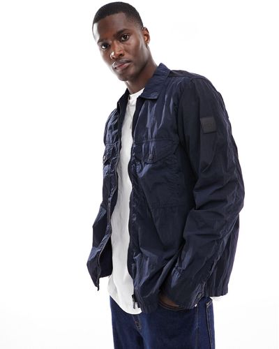 BOSS Lovel-8 - camicia giacca oversize color navy con zip - Blu