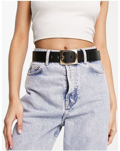 ASOS Chunky Gold Buckle Waist And Hip Jeans Belt - White