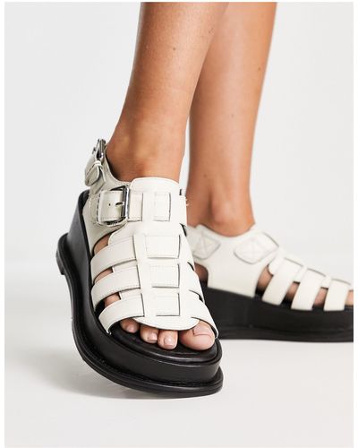 ASRA Piper Leather Chunky Sandals - White