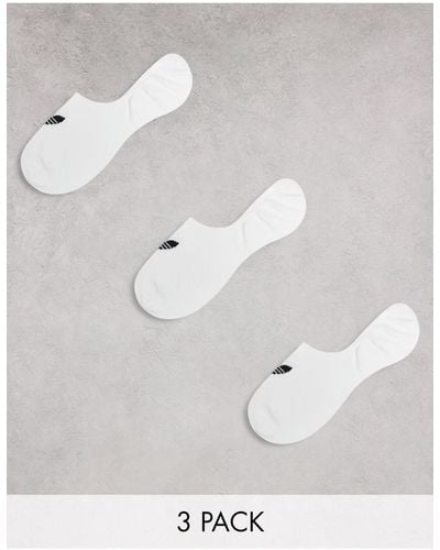 adidas Originals Adicolor Trefoil 3 Pack No Show Socks - White