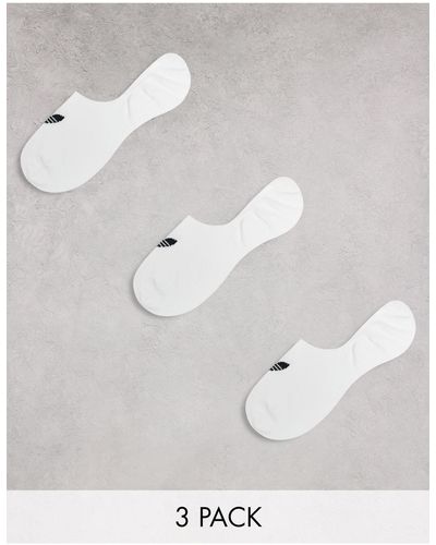 adidas Originals Adicolor - confezione da 3 paia di fantasmini bianchi con trifoglio - Bianco
