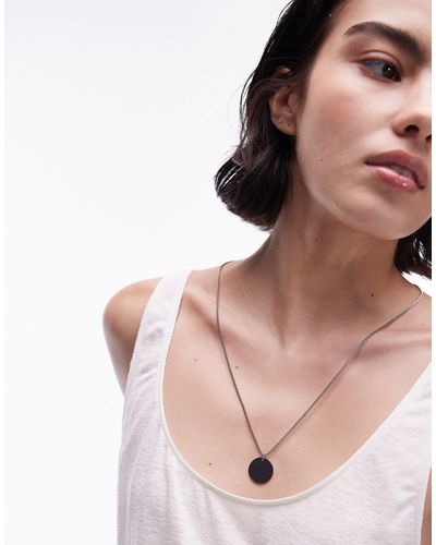 TOPSHOP Phineas Waterproof Stainless Steel Necklace With Pendant - Natural