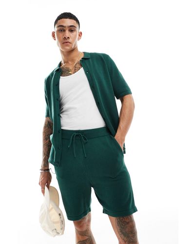 ASOS Midweight Knitted Cotton Shorts Co-ord - Green
