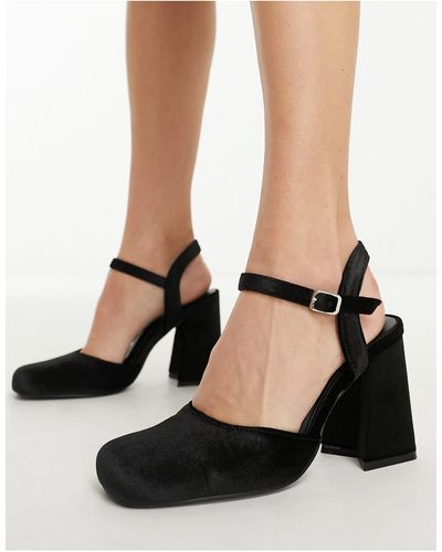 Glamorous Block Heeled Shoes - Black