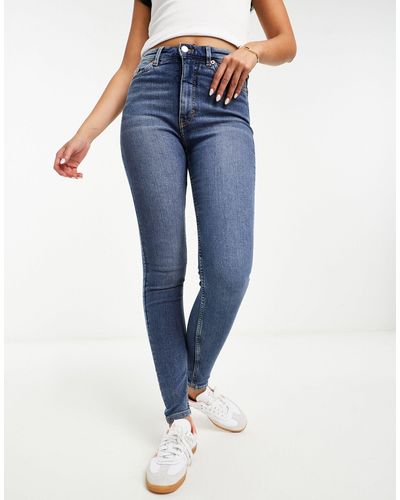 Monki Oki - jeans skinny a vita alta indaco - Blu
