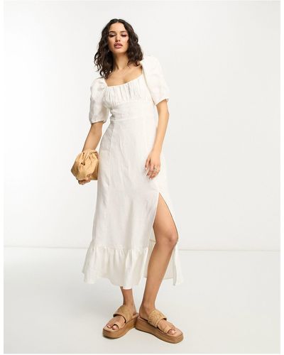 & Other Stories Exclusive Linen Midi Dress With Split - White
