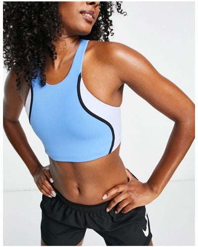Nike Nike Yoga Swoosh Dri-fit Cut And Sew Medium Support Sports Bra - Blue