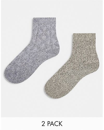 TOPSHOP 2 Pack Chunky Cable Knit Socks - White
