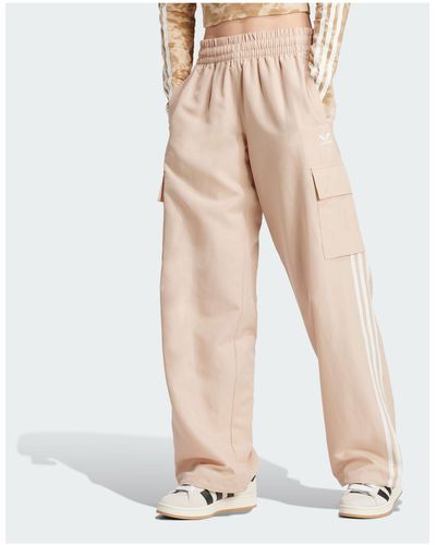adidas Originals Pantaloni cargo beige con 3 strisce - Bianco