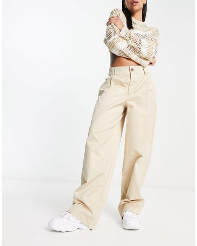 Object Wide Leg Tailored Trouser - Natural