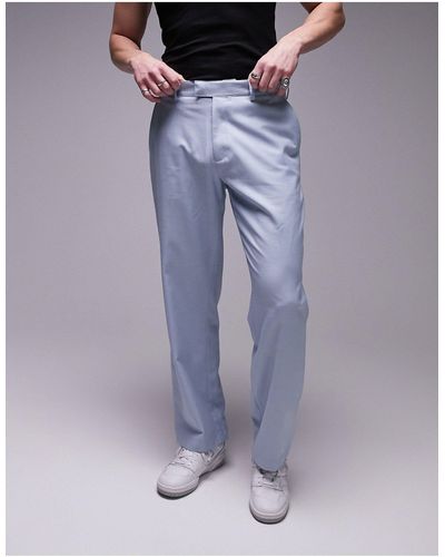 TOPMAN Pantalon ample en lin mélangé - clair - Bleu