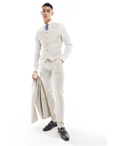 ASOS Skinny Linen Mix Suit Waistcoat - White