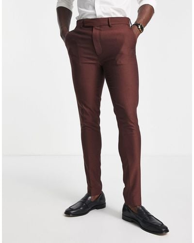 ASOS Skinny Smart Oxford Suit Trousers - Red