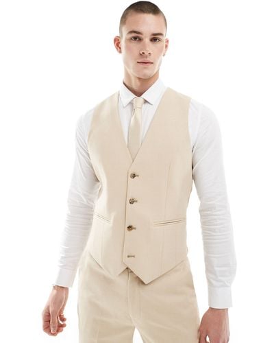 ASOS Wedding Slim Suit Waistcoat - Natural