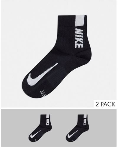 Nike 2 Pack Unisex Logo Ankle Socks - Black