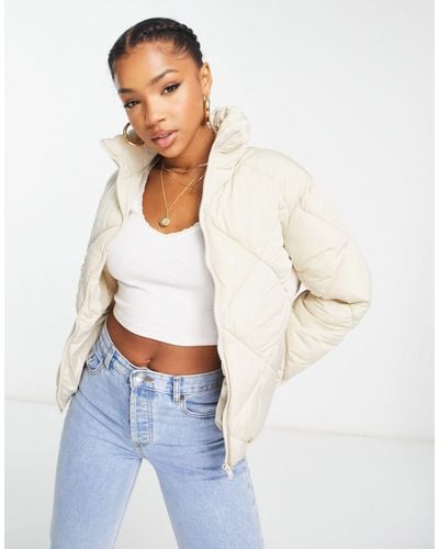 New Look Quilted Boxy Puffer Jacket - White