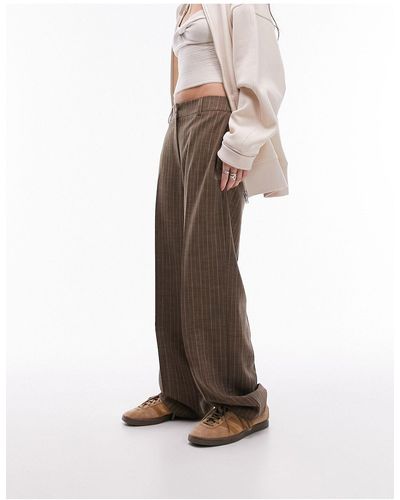 TOPSHOP Stripe Low Slung Trousers - White