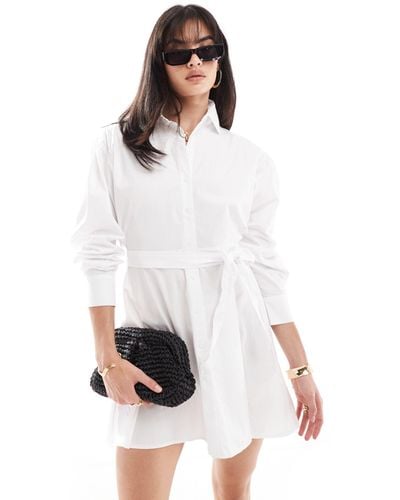 Miss Selfridge Poplin Belted Mini Shirt Dress - White