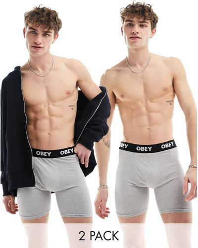 Obey 2 Pack Boxers - White
