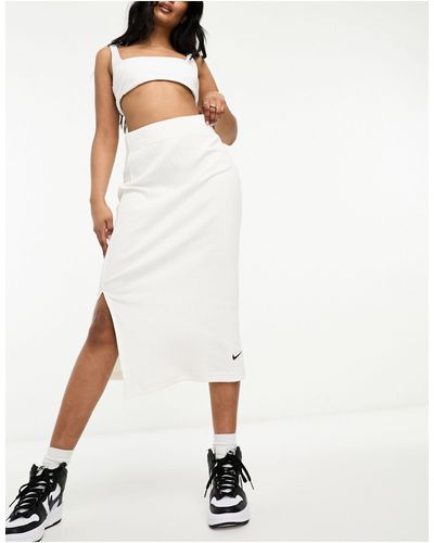 Nike Jupe mi-longue en jersey côtelé - Blanc