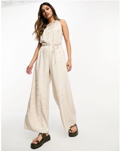 River Island Jumpsuit With Trim Neck Detail - White