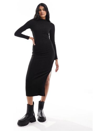 New Look High Neck Long Sleeve Midi Dress - Black