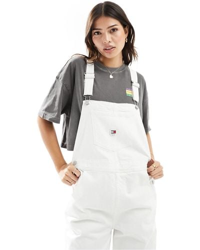 Tommy Hilfiger Daisy baggy Dungarees - White