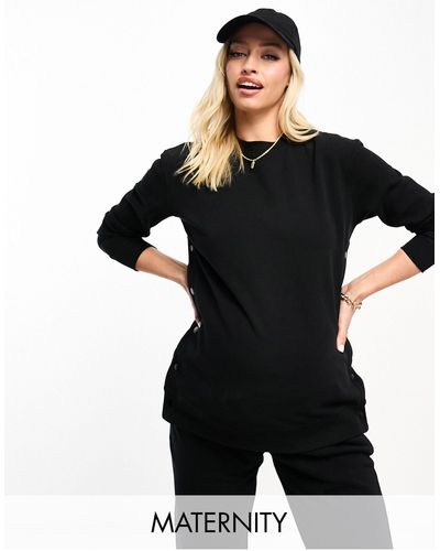 Cotton On Zwangerschapskleding - Sweatshirt Van Fleece Met Studs Aan - Zwart