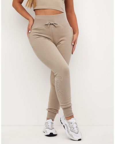 Gym King Sky Script High Waisted joggers - Brown