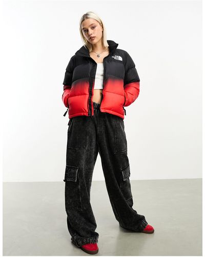 The North Face 1996 Nuptse Cropped Quilted Dégradé Recycled-shell Down Jacket - Red