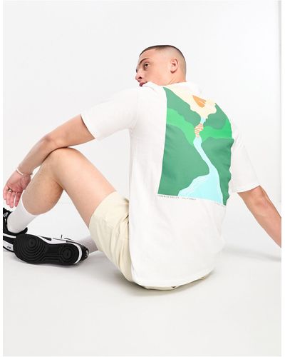 SELECTED T-shirt oversize bianca con stampa con valle sulla schiena - Bianco