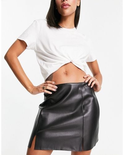 Pimkie Leather Look Side Split Mini Skirt - Grey