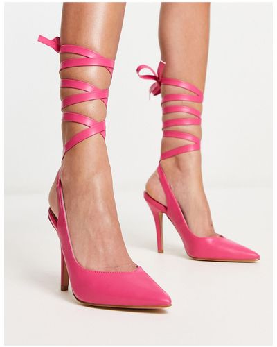 Raid Ishana Heeled Shoes With Ankle Tie - Pink