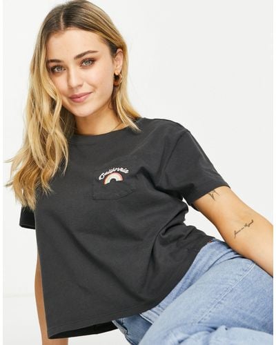 Hollister Embroidered Pocket Cropped T-shirt - Black