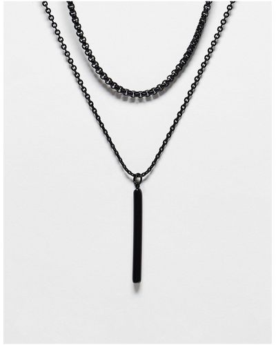 TOPMAN Fabric Necklace With Pendant - Black