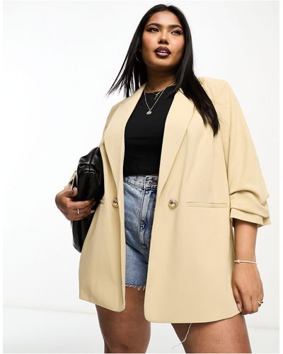 River Island Blazer à manches plissées - beige foncé - Neutre