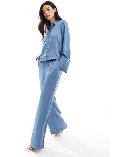 Vero Moda Pantalon ample d'ensemble en jacquard - poudré - Bleu
