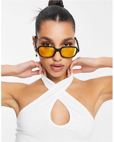 ASOS Vierkante Zonnebril Met Gele Glazen - Zwart