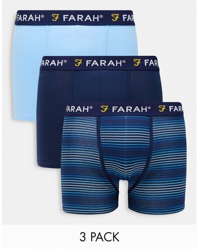 Farah Set Van 3 Boxershorts - Blauw