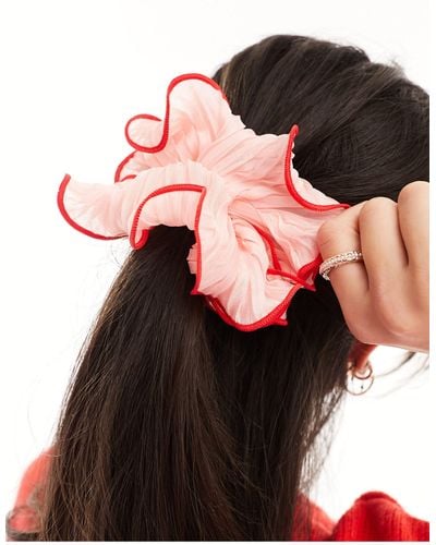 ASOS Oversized Scrunchie With Contrast Stitching - Red