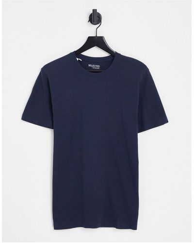 SELECTED Katoenen T-shirt - Blauw