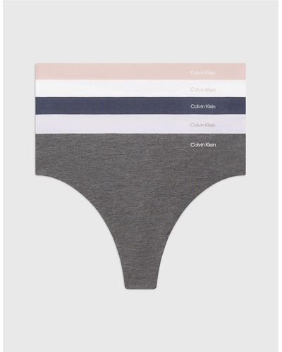 Calvin Klein 5 Pack Thongs - Invisibles Cotton - White