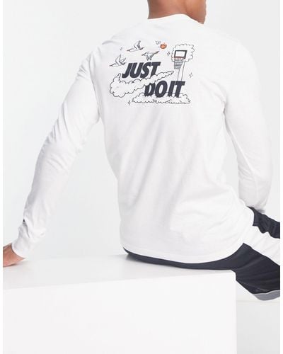 Nike Basketball T-shirt Met Lange Mouwen En Print Op - Wit