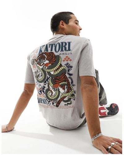 River Island T-shirt avec imprimé serpent au dos - clair - Blanc