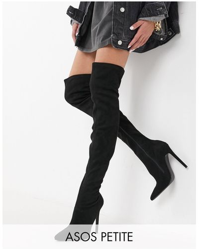 ASOS Petite Kendra Stiletto Thigh High Boots - Black